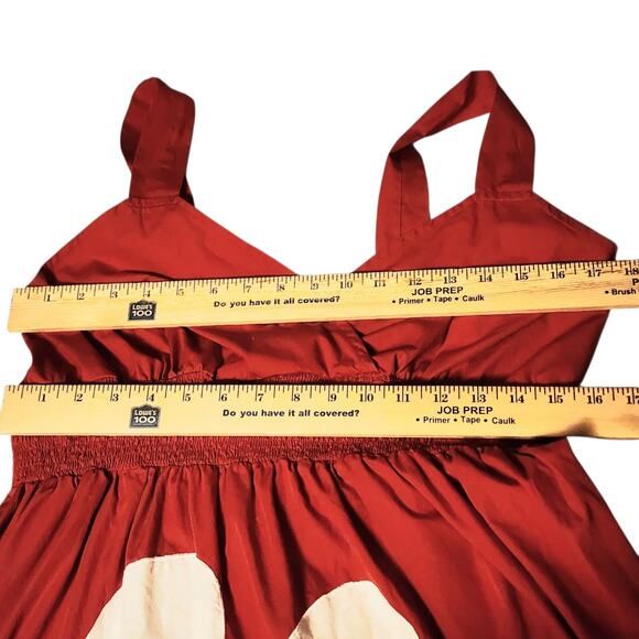 eShakti Maxi Flower Dress 1X 18W Red White Pocket‎ Cotton Surplice Neck Smocked - Picture 4 of 11